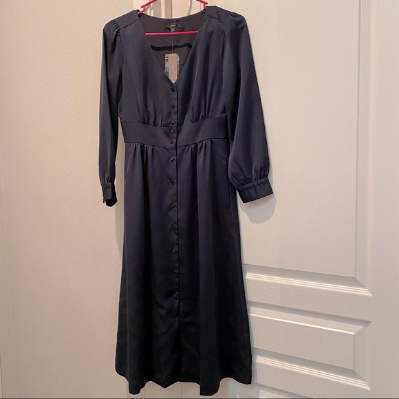 NWT J. Crew Satin A-line Midi Dress - Picture 2 of 9